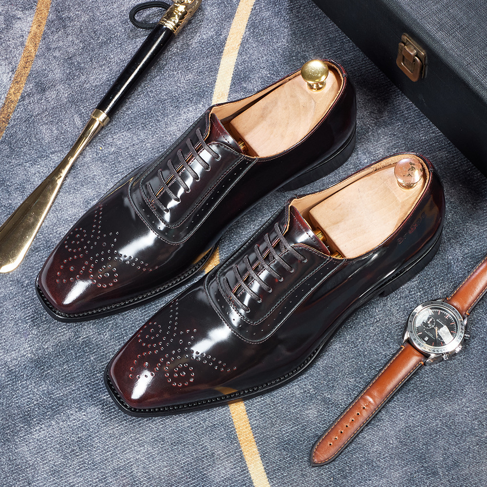 Men's Best-Selling Luxury Full-Grain Leather Oxford Shoes Stylish Gradient Color