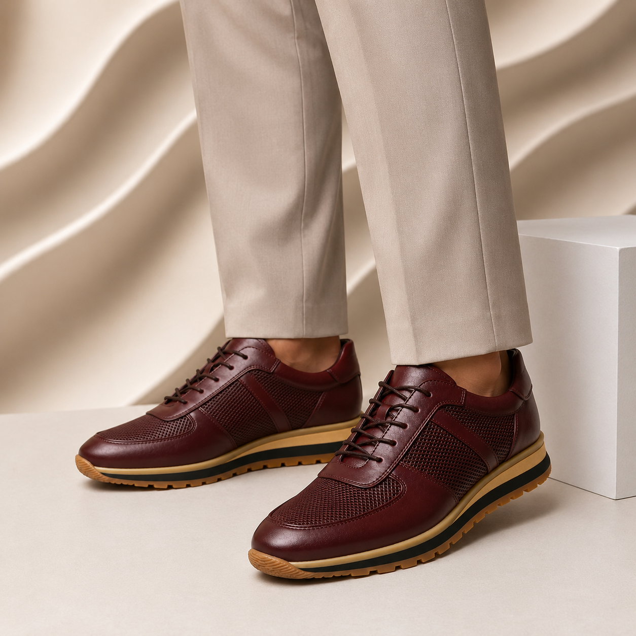 Men’s Premium Cowhide Leather Casual Sneakers – Multiple Colors