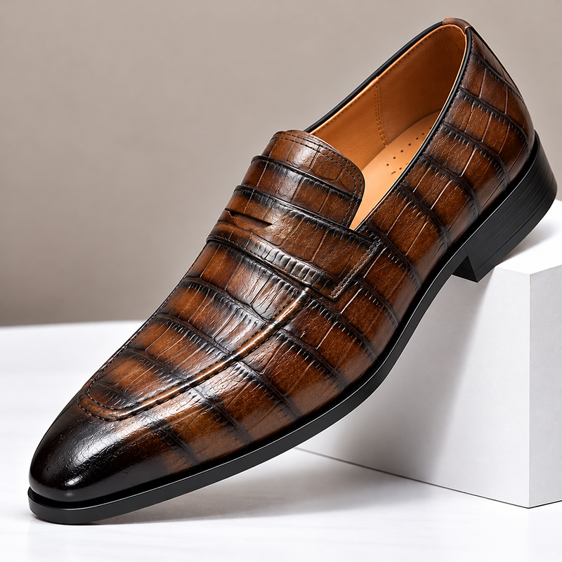 High-end quality handmade first-layer cowhide embossed new style business casual loafers