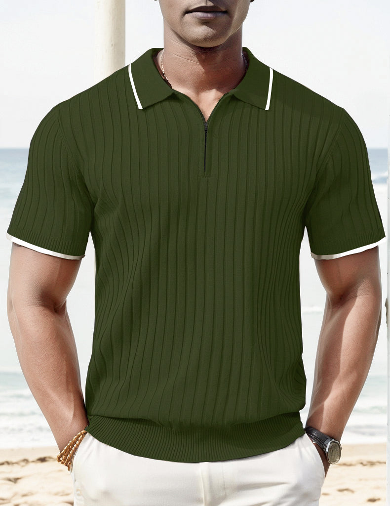 GUYSTEP™- Rib Knit Polo Shirt