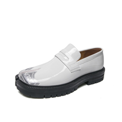 Men's Genuine Leather Round-Toe Platform Split-Toe Loafers