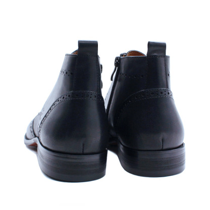 Men's Full-Grain Leather Brogue-Detailed Martin Boots