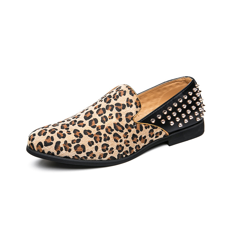 Leopard Print Small Leather Shoes Formal Low Top Shoes