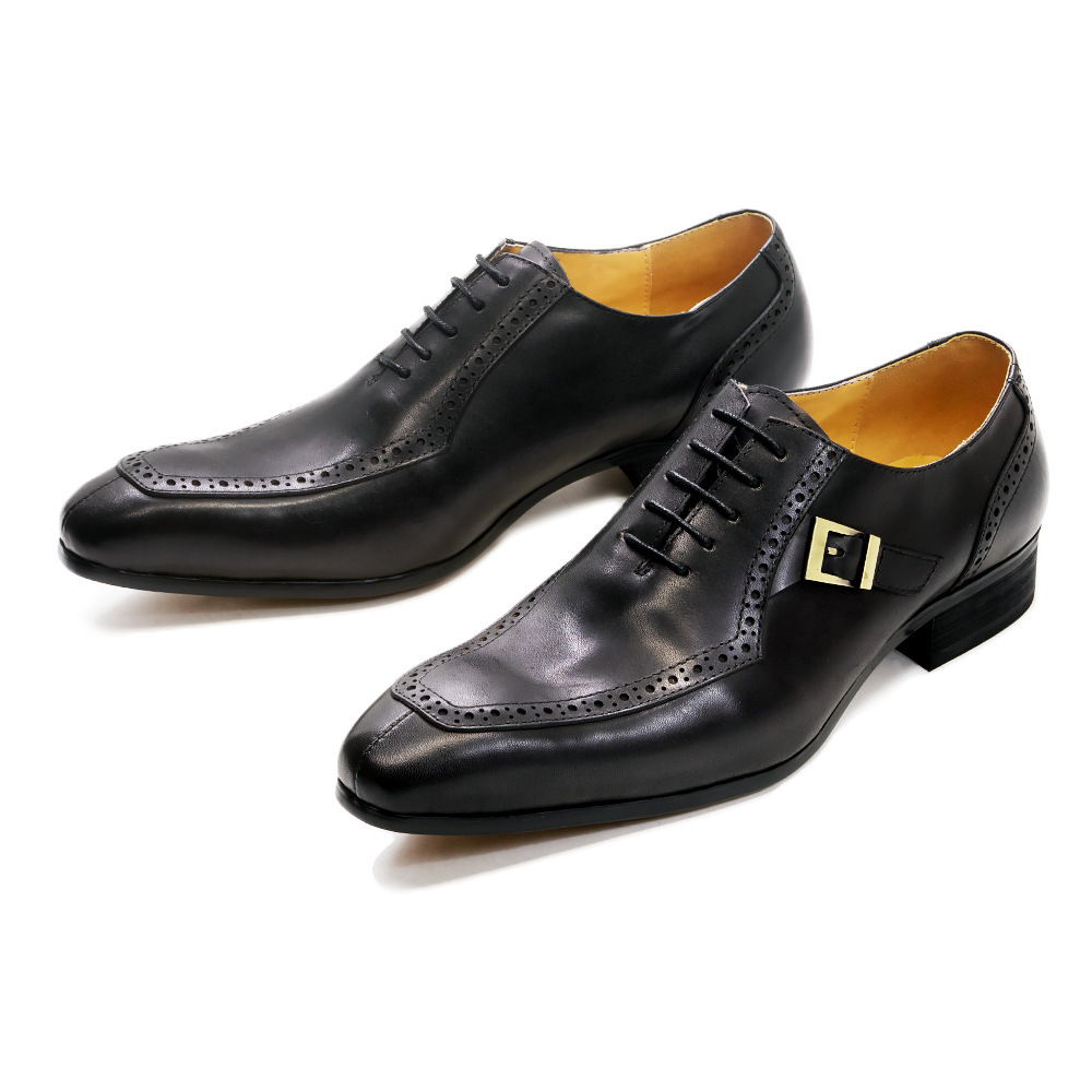 Men's Genuine Leather Handcrafted Business-Casual Brogued Oxford Shoes