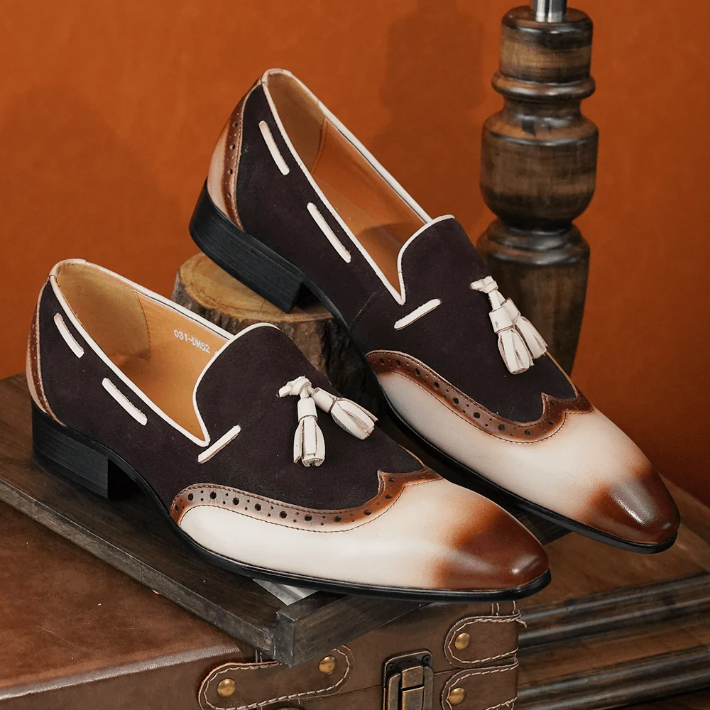 [Copy]British style carved brogue men's high-end embroidery craft genuine leather business formal leather shoes