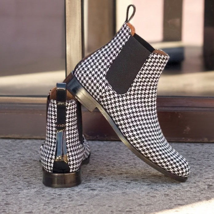 Classic Houndstooth Chelsea Boots