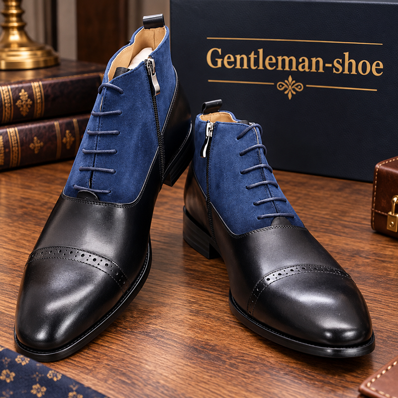 Men's autumn and winter new casual lace-up high-top pointed fashion boots