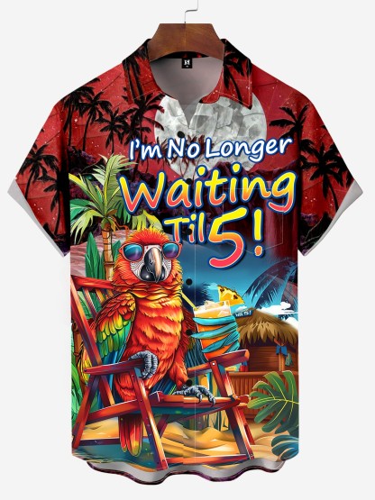 Mr. Parrot's Hawaiian Vacation And Retirement Life Chest Pocket Shirt