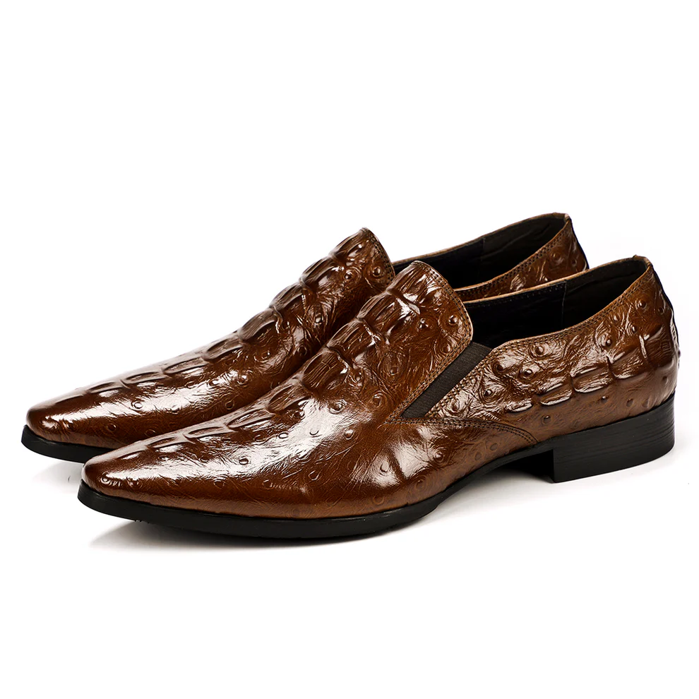 Men's Luxury Crocodile-Embossed Slip-On Loafers
