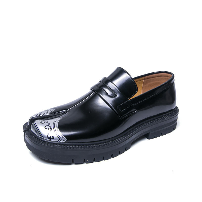 Men's Genuine Leather Round-Toe Platform Split-Toe Loafers