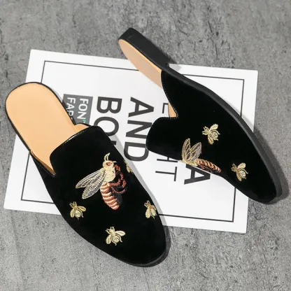 Luxury Tassel Men Slipper Summer Winter Mules Buckle Loafers Mens Leather Retro Flats Heels Party Slippers Slides Slip On Shoes