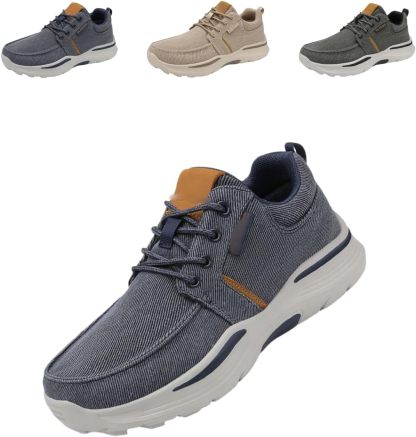 Deklan Walking Shoes for Men, Arch Support Boat Shoes, Canvas Leisure Vintage Flat Orthopaedic Shoes