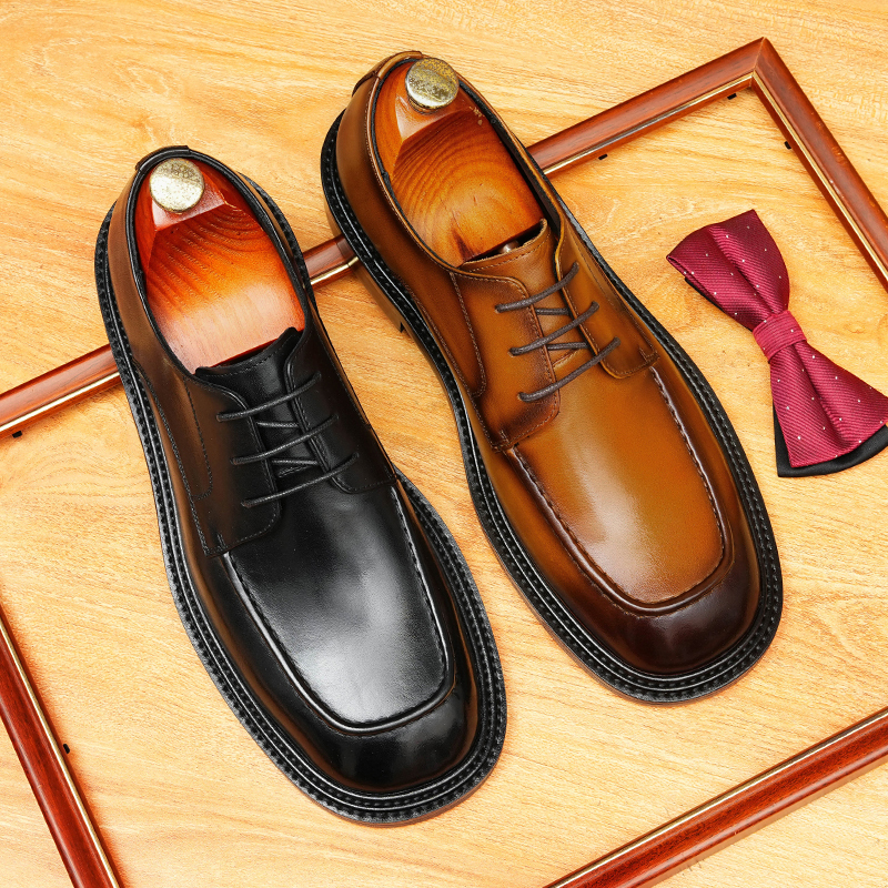 [Copy]Large size men's British style pointed toe leather shoes