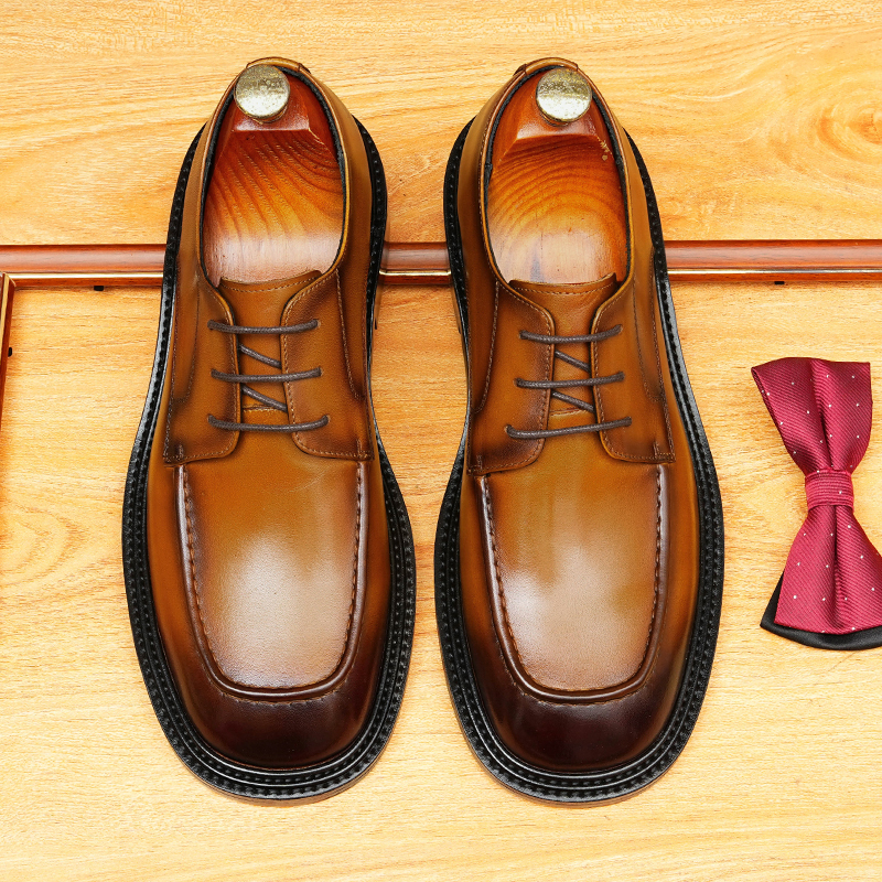 [Copy]Large size men's British style pointed toe leather shoes