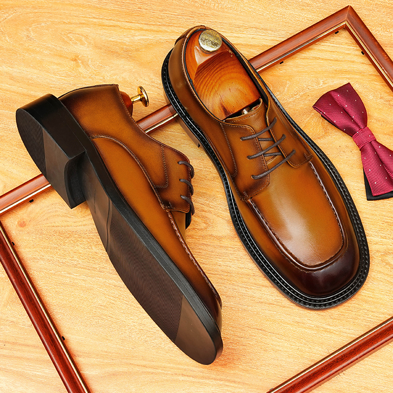 [Copy]Large size men's British style pointed toe leather shoes