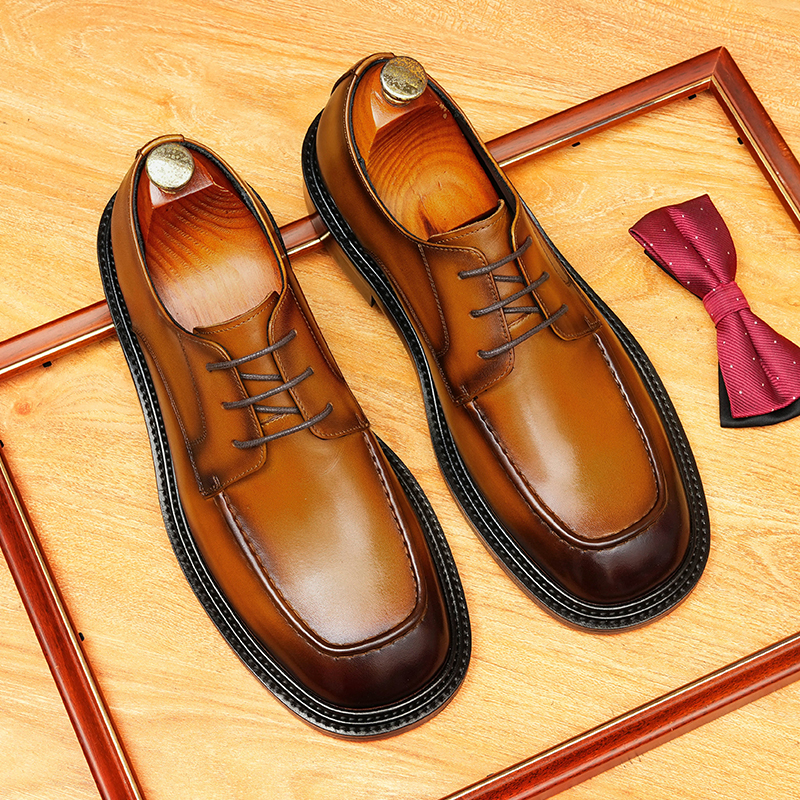 [Copy]Large size men's British style pointed toe leather shoes