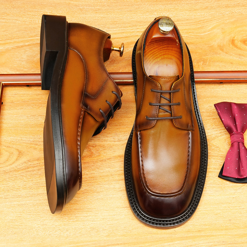 [Copy]Large size men's British style pointed toe leather shoes