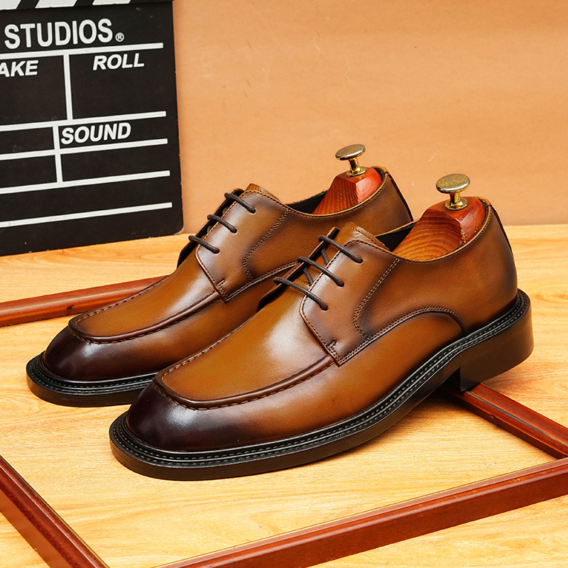 [Copy]Large size men's British style pointed toe leather shoes