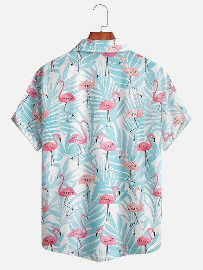 Tropical Flamingo Short Sleeve Aloha Shirt