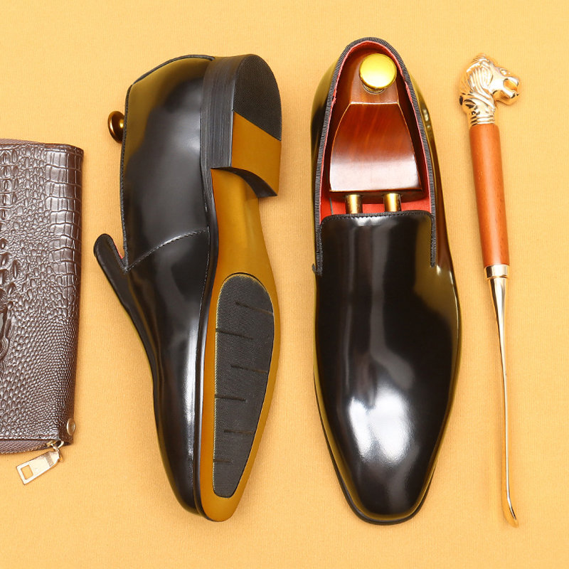 Men's Full-Grain Patent Leather Business-Casual Loafer Shoes