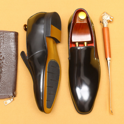 Men's Full-Grain Patent Leather Business-Casual Loafer Shoes