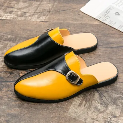 Luxury Tassel Men Slipper Summer Winter Mules Buckle Loafers Mens Leather Retro Flats Heels Party Slippers Slides Slip On Shoes