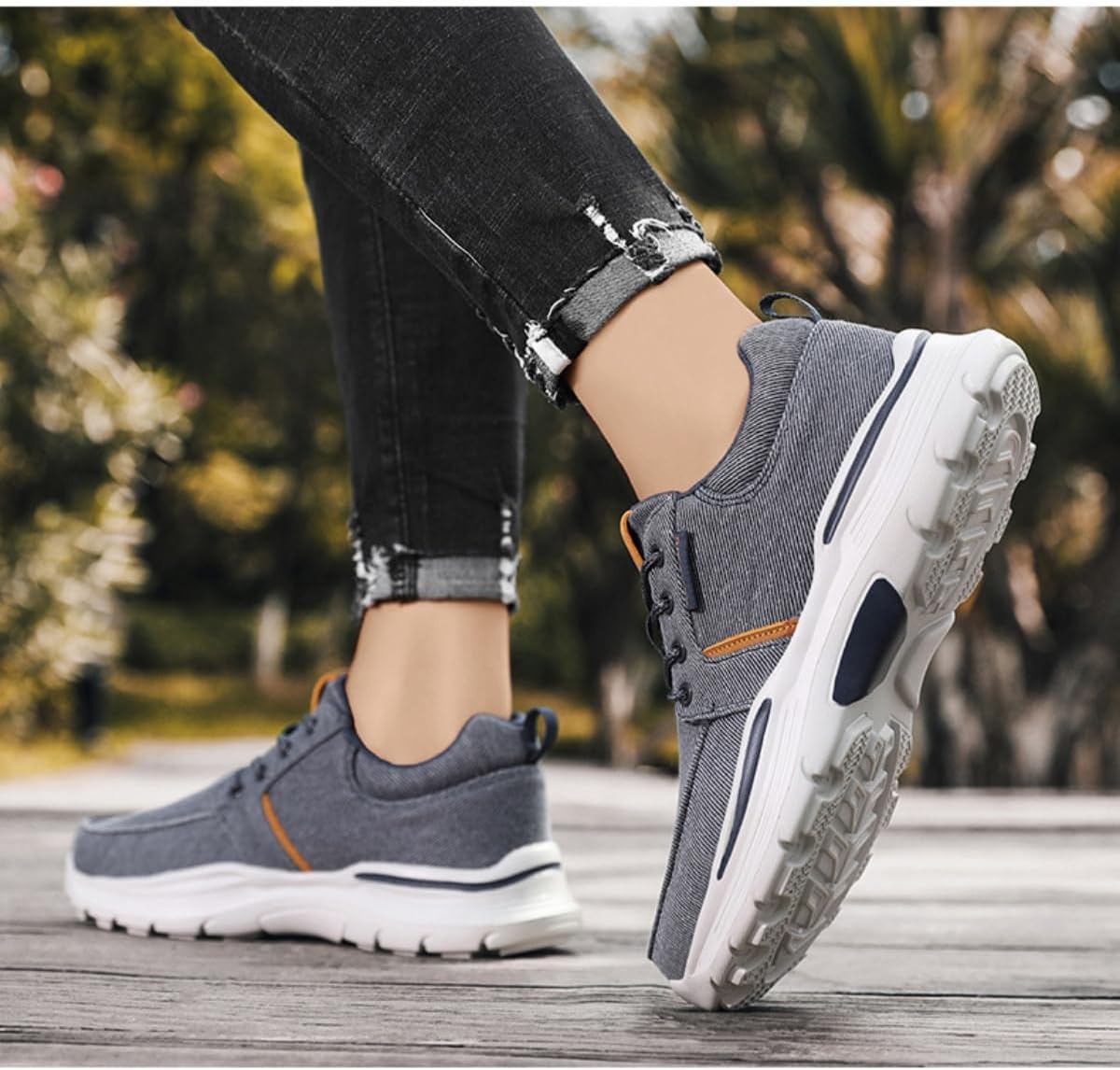 Deklan Walking Shoes for Men, Arch Support Boat Shoes, Canvas Leisure Vintage Flat Orthopaedic Shoes