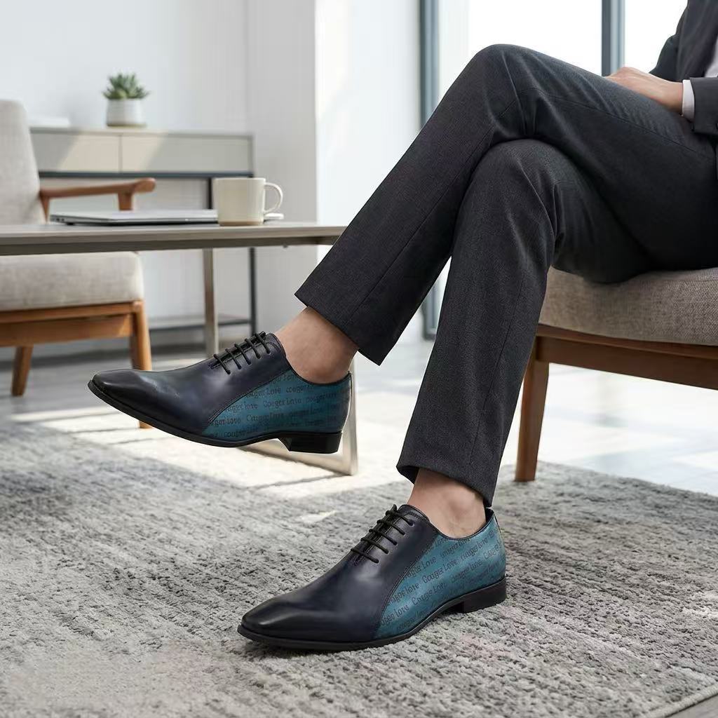 Men's Handmade Genuine Leather Derby Shoes – British Vintage Style