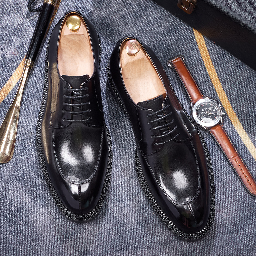 Derby shoes Men's genuine leather cowhide handmade leather shoes