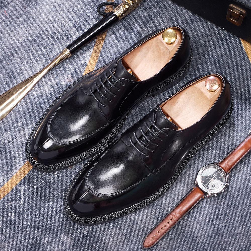 Derby shoes Men's genuine leather cowhide handmade leather shoes