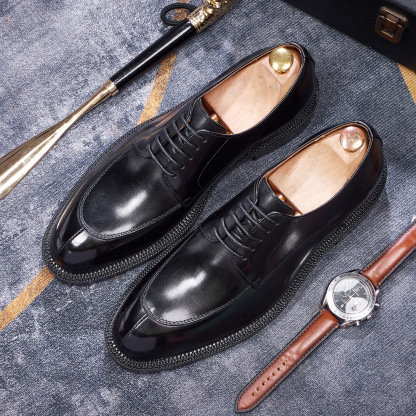 Derby shoes Men's genuine leather cowhide handmade leather shoes