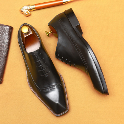 Men's Genuine Leather Brogue Business Dress Shoes