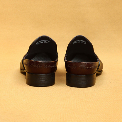 Men's Genuine Leather British-Style Letter-Printed Mules