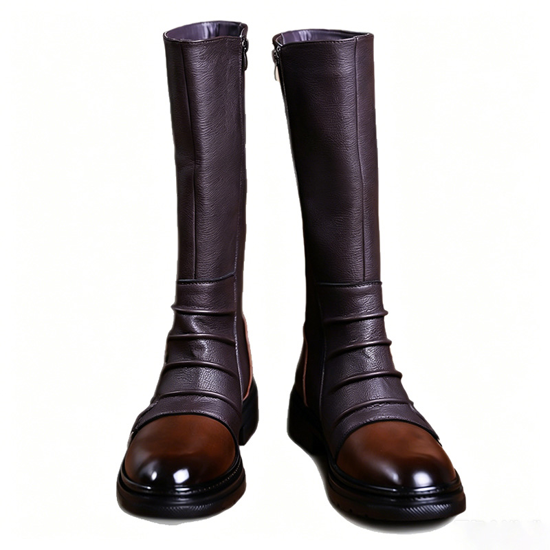 Retro buckle high boots