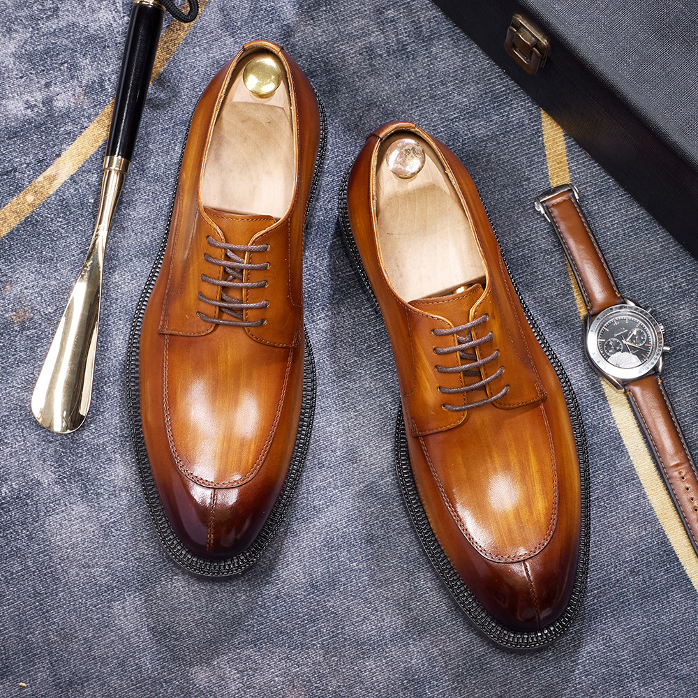 Derby shoes Men's genuine leather cowhide handmade leather shoes