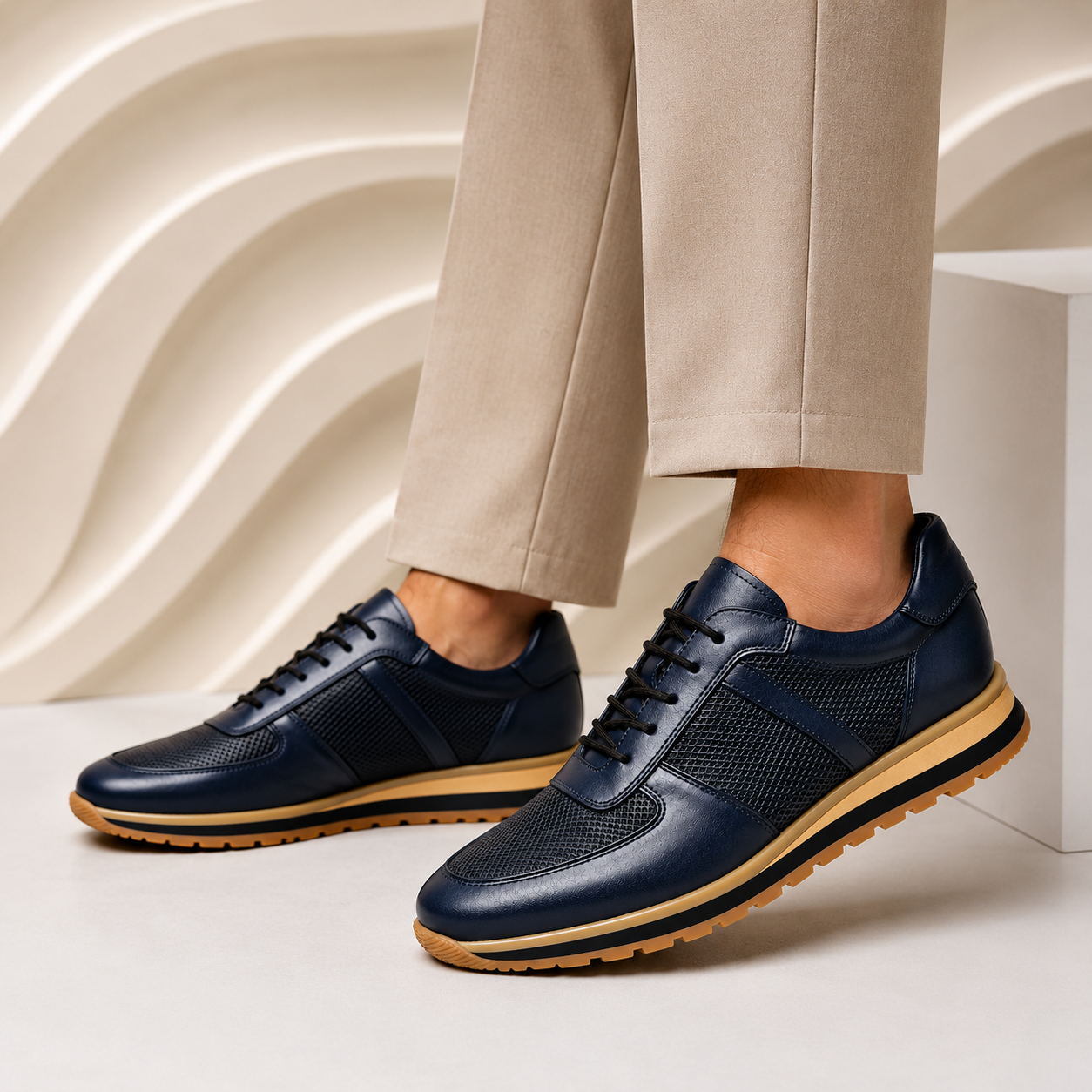 Men’s Premium Cowhide Leather Casual Sneakers – Multiple Colors