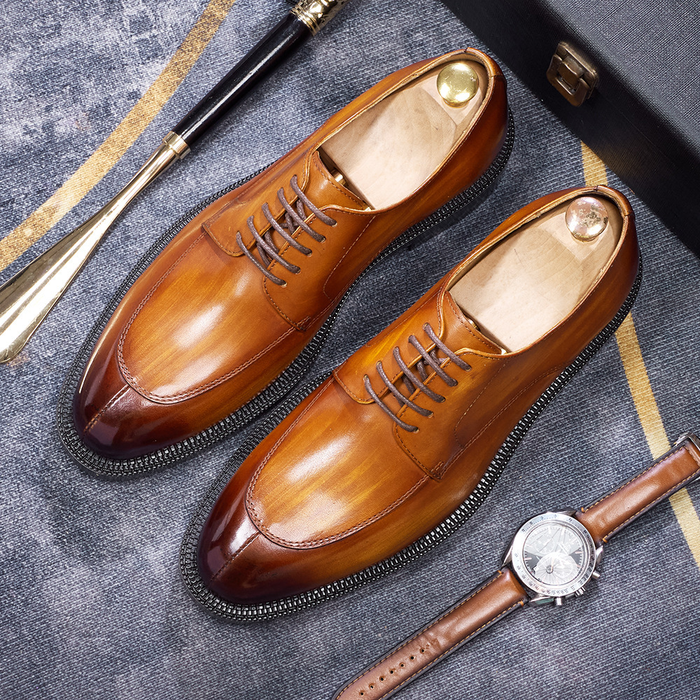 Derby shoes Men's genuine leather cowhide handmade leather shoes