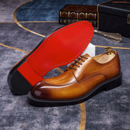 Derby shoes Men's genuine leather cowhide handmade leather shoes