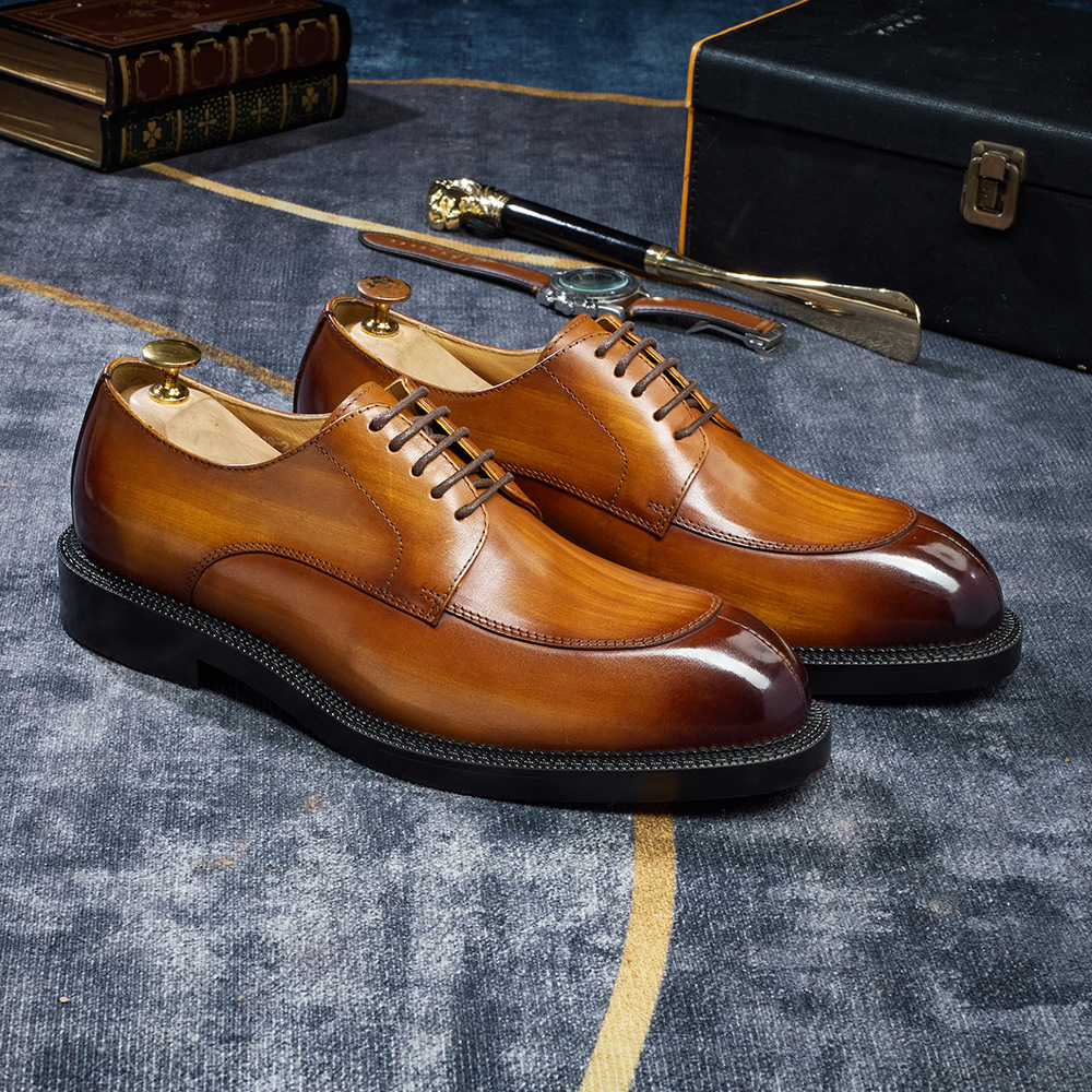 Derby shoes Men's genuine leather cowhide handmade leather shoes