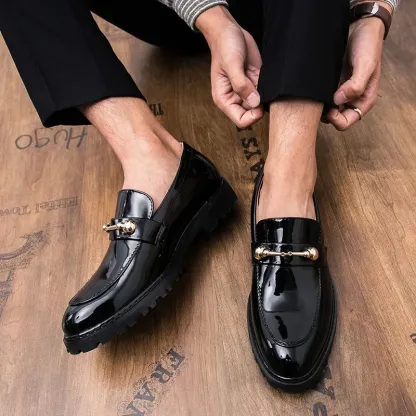Shiny Leather Luxury Slip on Loafers
