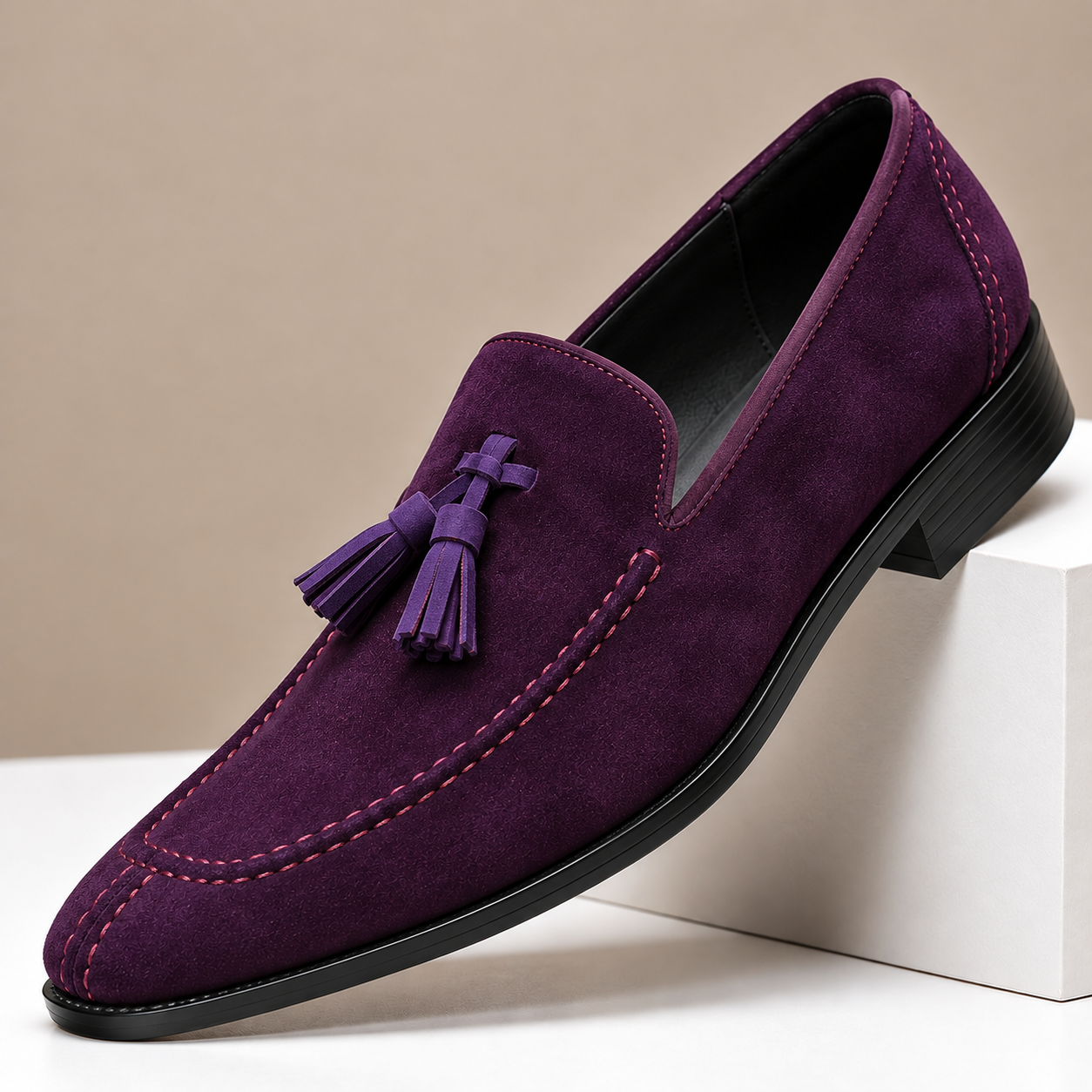 GENTLEMAN™Large Size Fashion Tassel Purple Loafers