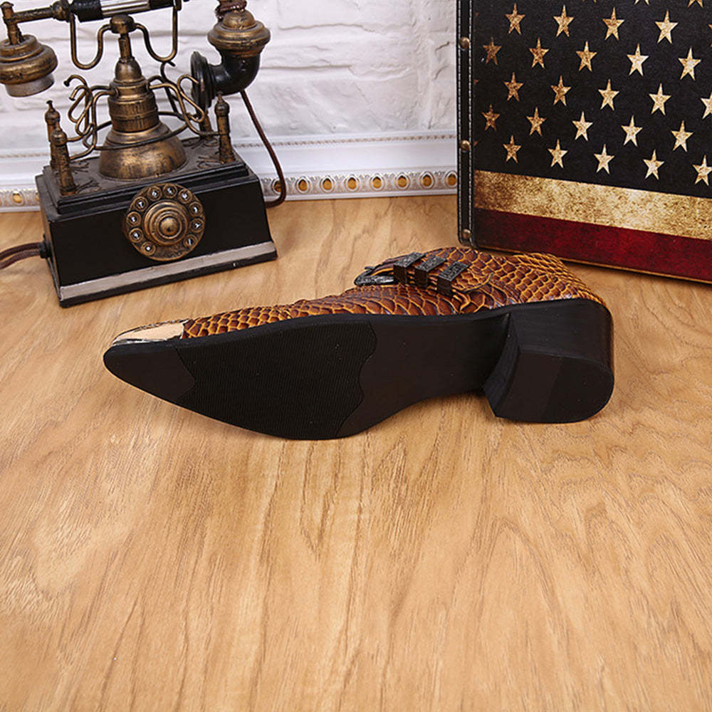 GUYSTEP™  Brown Metal Dress Shoes #8035