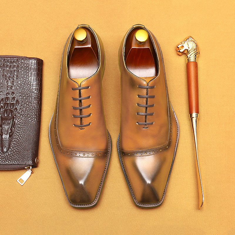 Men's Genuine Leather Brogue Business Dress Shoes