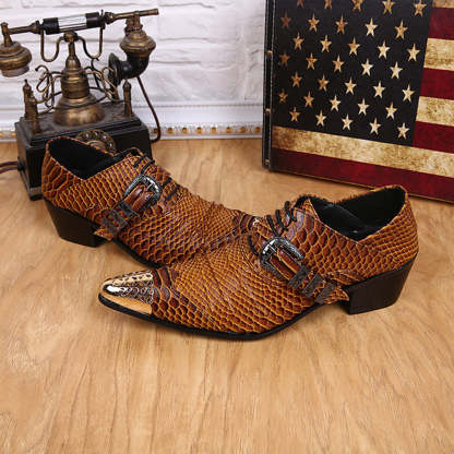 GUYSTEP™  Brown Metal Dress Shoes #8035