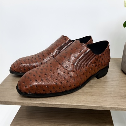 GENTLEMAN™Men's ostrich pattern handmade casual shoes