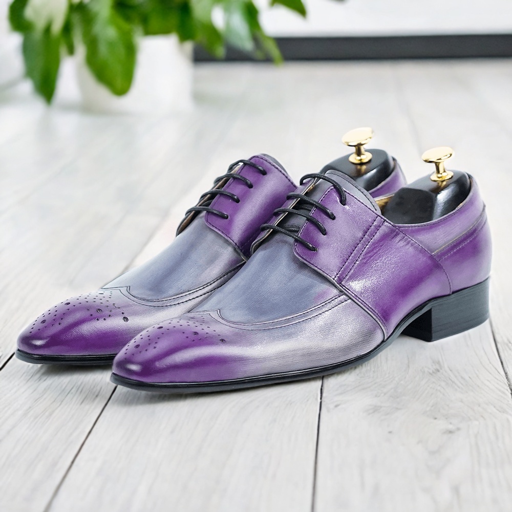 Lilac leather derby shoes