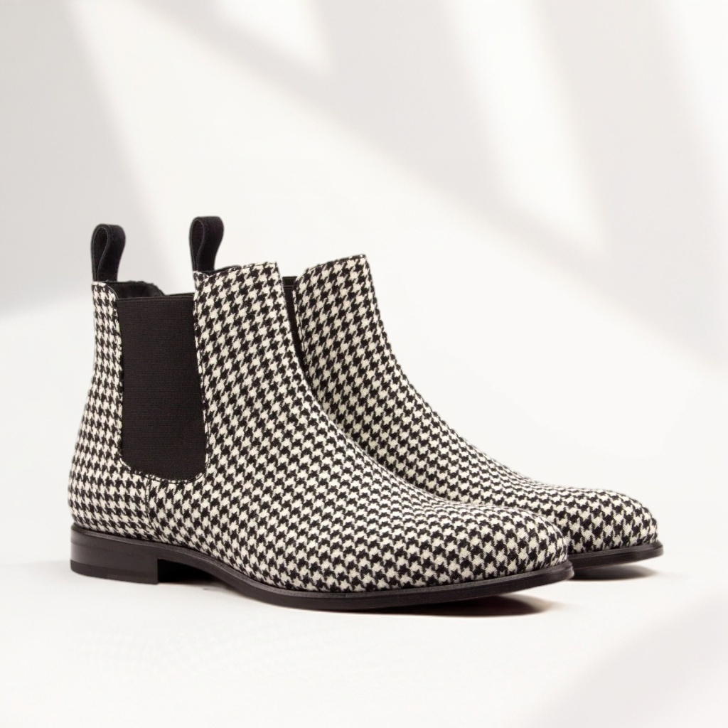 Classic Houndstooth Chelsea Boots