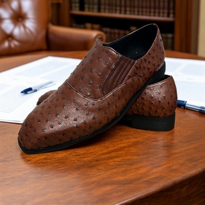 GENTLEMAN™Men's ostrich pattern handmade casual shoes
