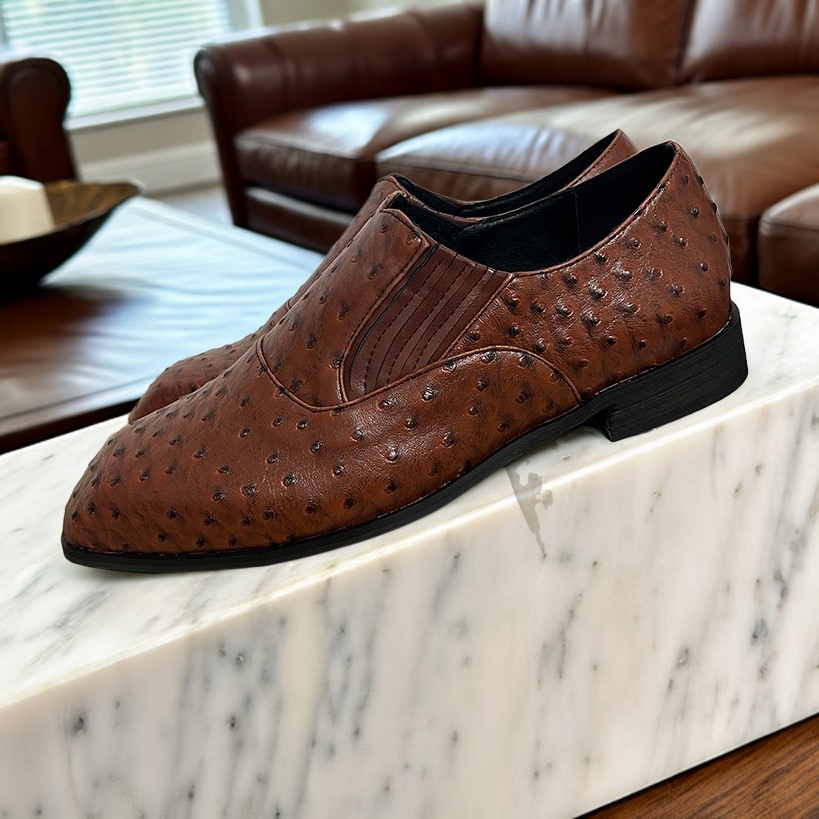 GENTLEMAN™Men's ostrich pattern handmade casual shoes