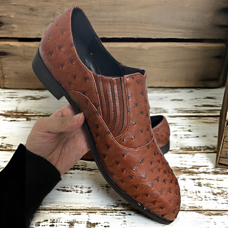 GENTLEMAN™Men's ostrich pattern handmade casual shoes